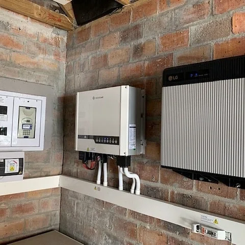 LG lithium battery installed on a wall